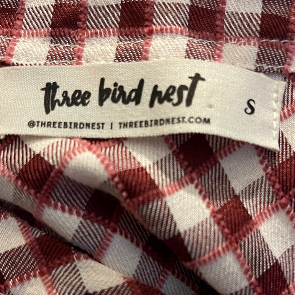 Three Bird Nest Bohemela Patchwork Gingham Long-S… - image 2